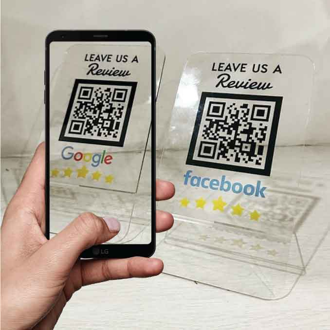 Transparent 5 Star Review QR Code Business Reviews Sign Leave a รีวิว google facebook instagram