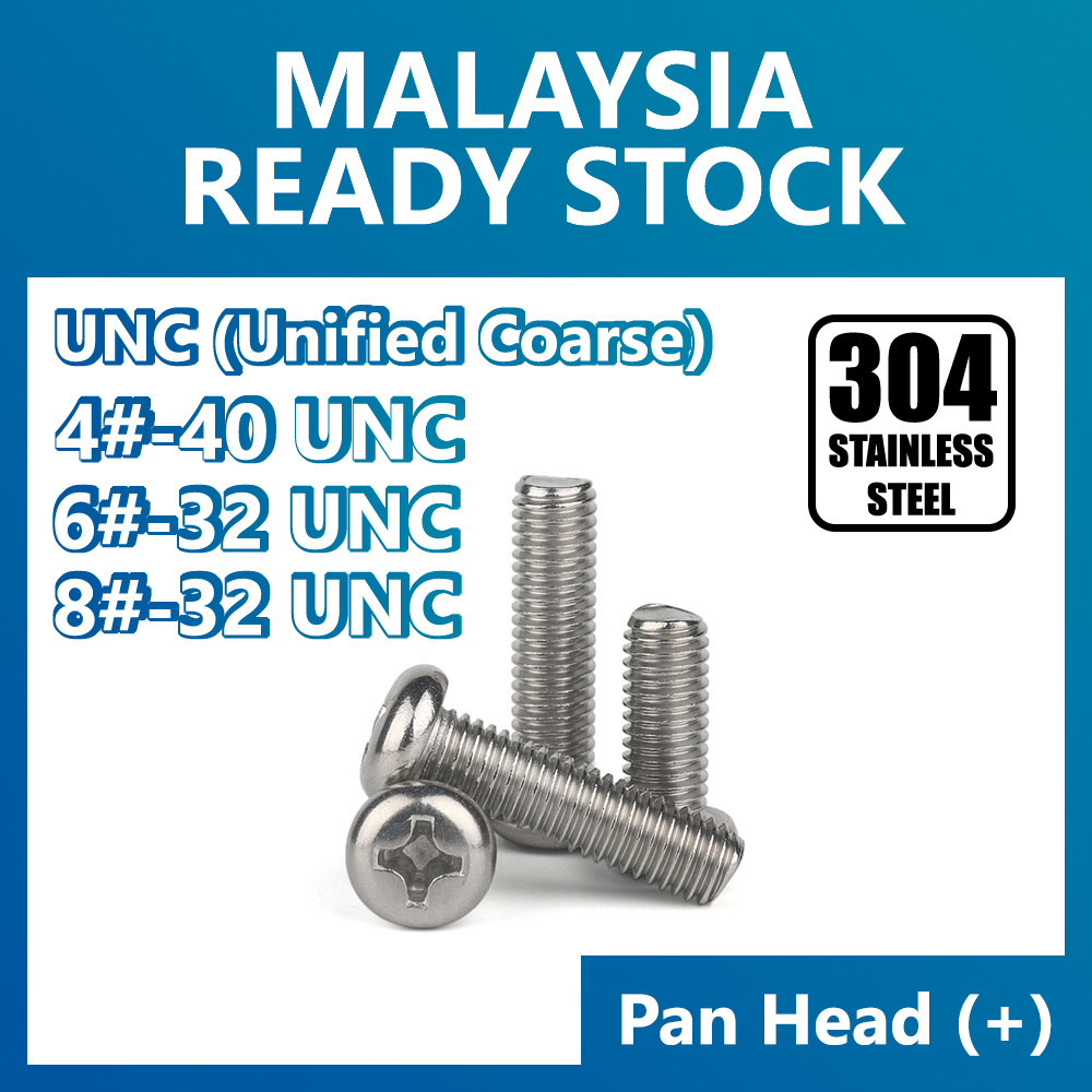 4 -40 6 -32 8 -32 UNC Pan Head Imperial Standard นิ้ว 304 สแตนเลส US Canada การวัดนิ้ว