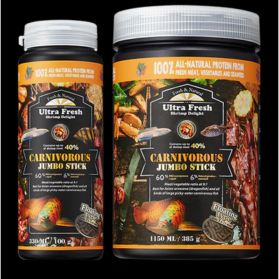 AZOO PLUS ULTRA FRESH CARNIVOROUS JUMBO STICK 330ML/100G PREMIUM ROWANA ปลายักษ์ปลา FLOATING อาหารปล