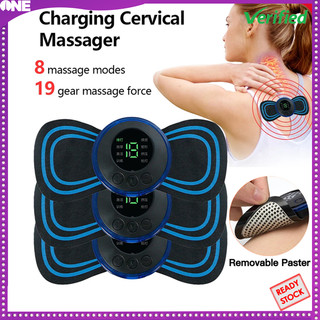 FJONE LCD Display 8 Mode EMS Mini Electric Pulse Neck Masager Cervical Massage Patch Muscle Pulse Muscle Stimulator Tool