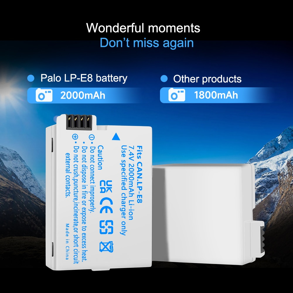 Palo ที่ชาร์จแบตเตอรี่กล้อง LCD LP-E8 LP E8 สําหรับ Canon EOS 550D 600D 650D 700D - รูปที่ 4