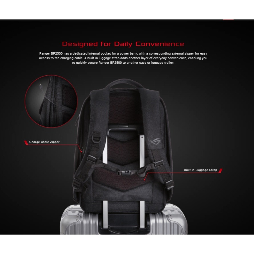 Asus ROG Bag กระเป๋าเป้สะพายหลัง BP1501 17 นิ้วกระเป๋าแล็ปท็อปกันน้ํา/กระเป๋าเดินทางสําหรับผู้ชายผู้หญิง Unisex กระเป๋า