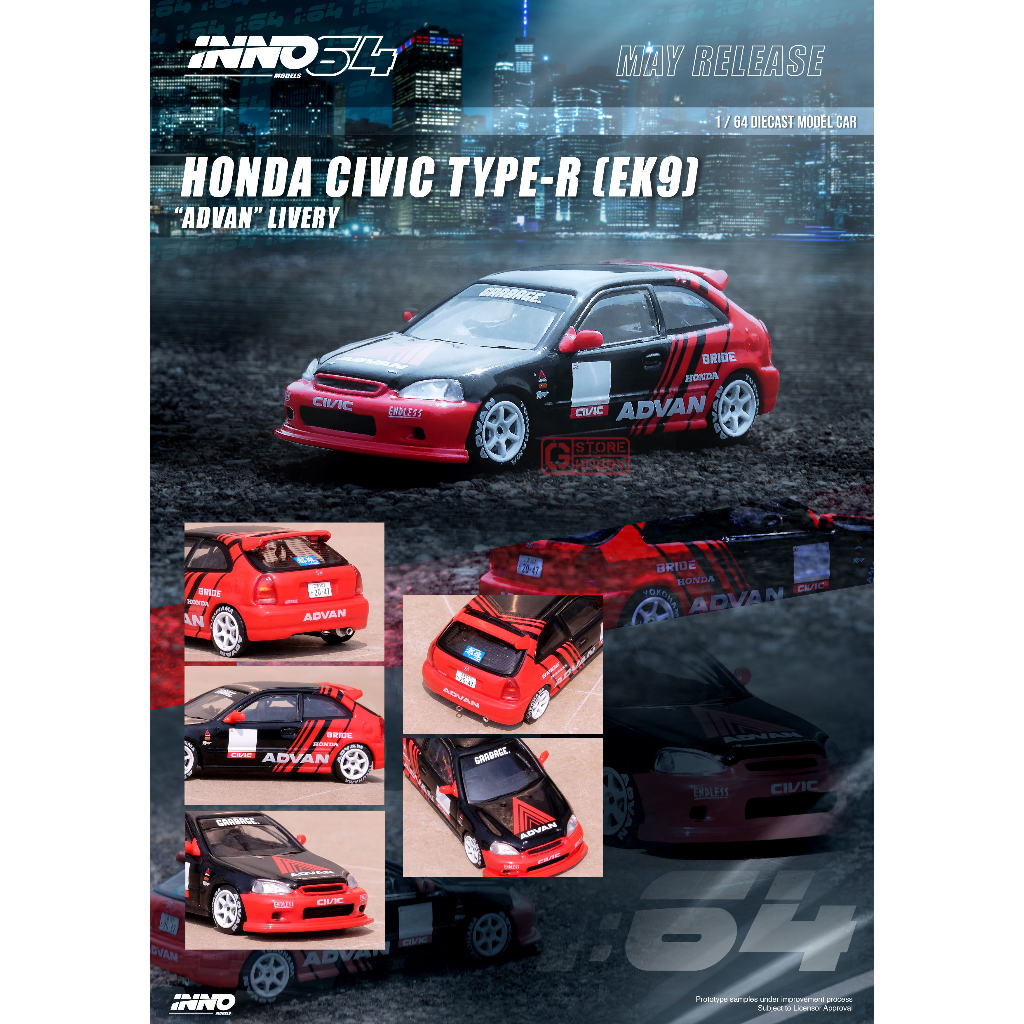 INNO MODELS INNO64 1/64 HONDA CIVIC TYPE-R EK9 ADVAN LIVERY