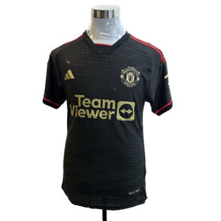 ใหม่!! เสื้อกีฬาแขนสั้น ลายทีมชาติฟุตบอล 23 24 Man United 23 24 ชุดเยือน สีดํา แดง