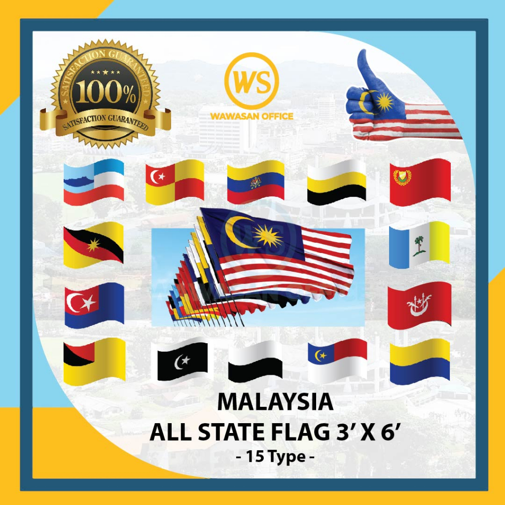 Bendera Negeri / State Flag / Flag / Bendera / Bendera / Bendera Negeri 3x6 Feet