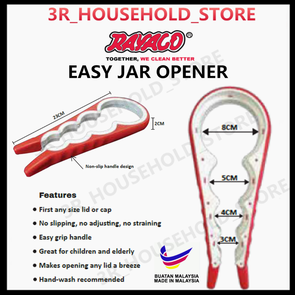 Rayaco 4 IN 1 Handy Jar ที่เปิดขวดกระป๋องซิลิโคนจับ Anti-Slip ฝาเกลียวขวด Gripper รอบ Twist คู่มือเปิด
