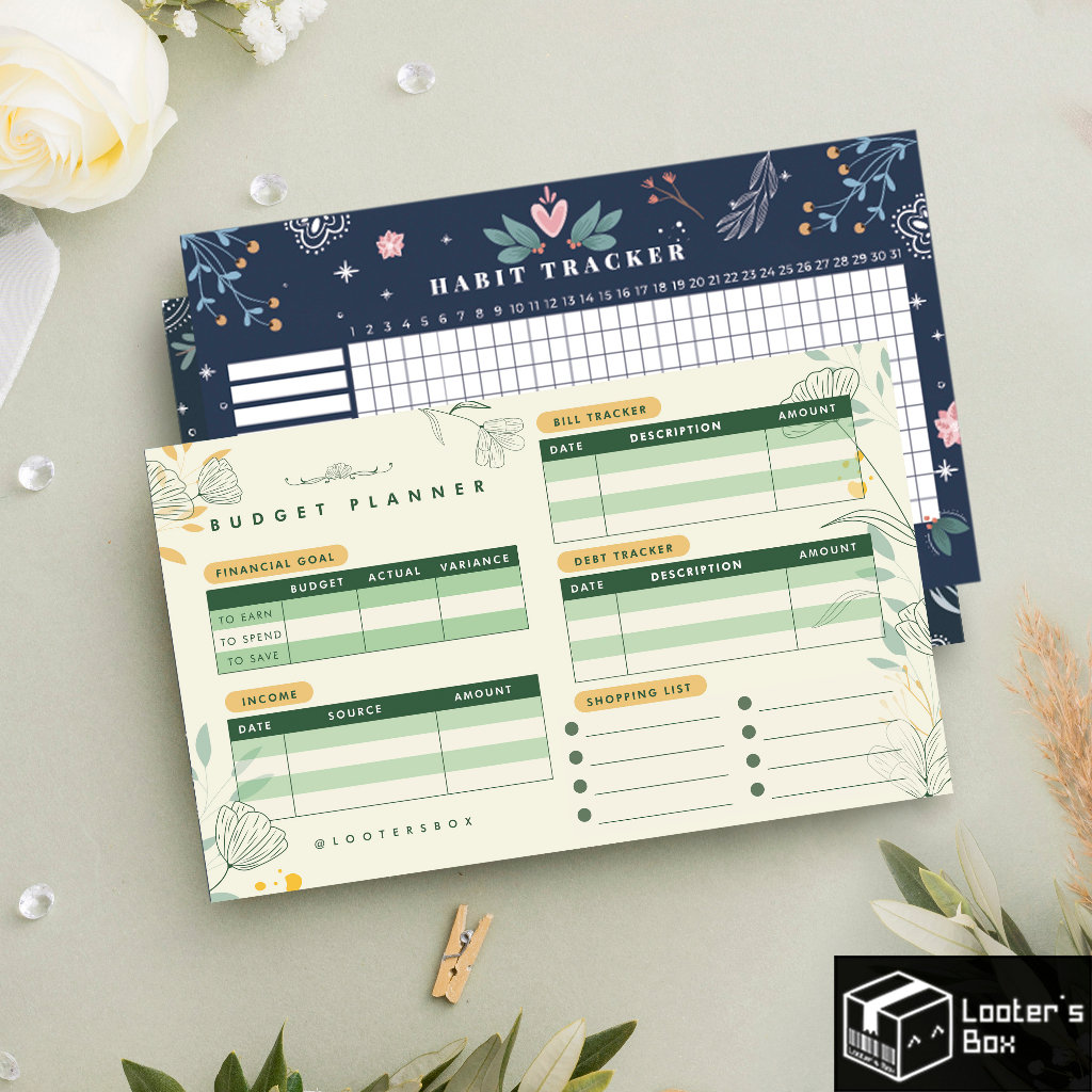 Habit Tracker & To Do List Planner Schedule Card Starry Galaxy Doodle Design โดย Looters Box