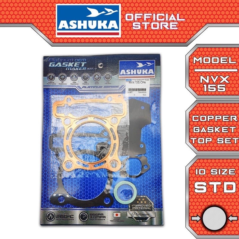 ASHUKA TOPSET TOP SET GASKET COOPER Y16 Y16ZR Y16Z NVX155 NVX 155 NMAX N MAX 62MM 63MM 65MM COPPER