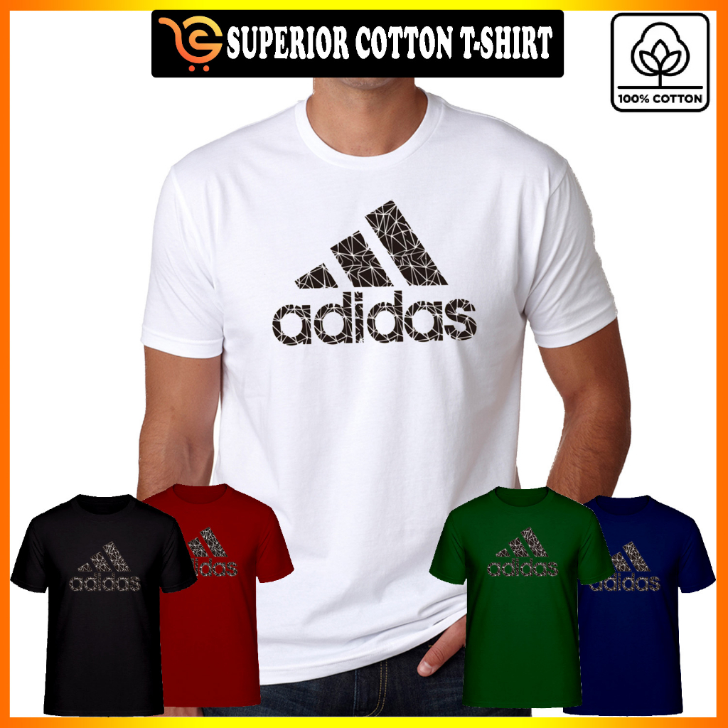 Kuat Kuat Baju FASHION MESH ADIDAS TShirt ผ้าฝ้าย 100% แขนสั้น Baju Lelaki Wanita