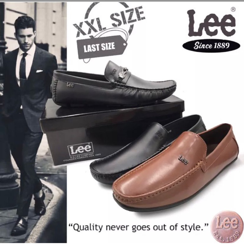 Lee PLUS SIZE XXL Mens รองเท้าโลฟเฟอร์ลําลองอย่างเป็นทางการ Kasut Lee Size ขนาดใหญ่