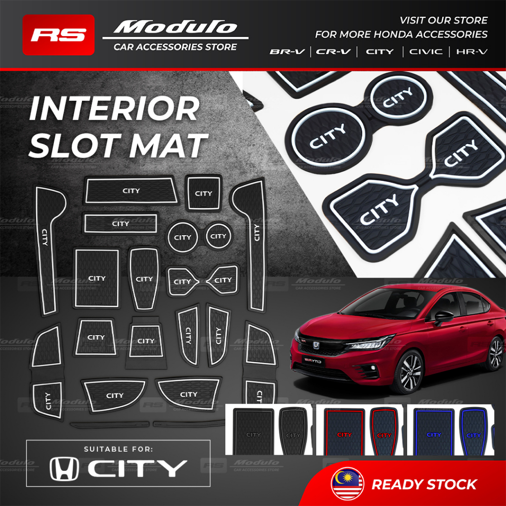 [INTERIOR Slot MAT] HONDA NEW CITY 2022 - 2024 HATCHBACK GN2 RS แผ่นยางกันลื่นอุปกรณ์เสริมในรถยนต์ Bodykit เครื่องประดับ