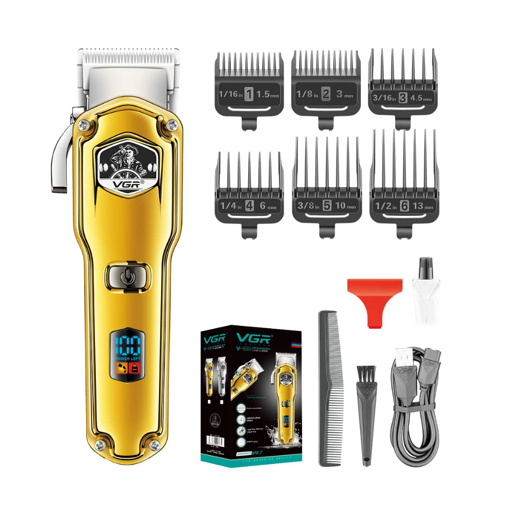 VGR Mens Hair Clippers สําหรับตัดผมจอนผมไร้สายมืออาชีพสําหรับผู้ชายจอแสดงผล LED สําหรับส่วนบุคคลและบ