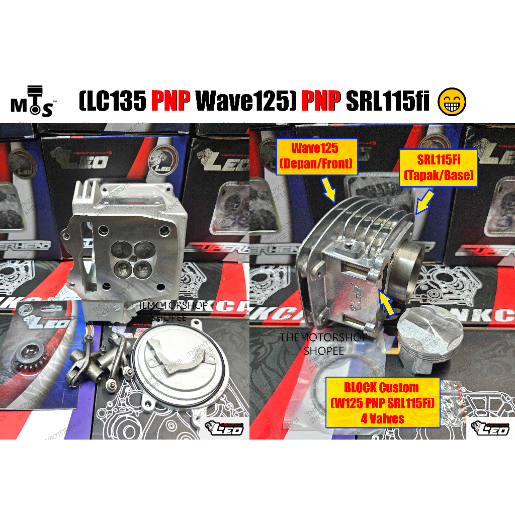 👍(4V 4VALVE SRL) CNC HEAD LC PNP SRL115Fi 68mm/65mm/63mm SUPER HEAD BLOCK 4V SRL115 FI 4 วาล์ว COMBO