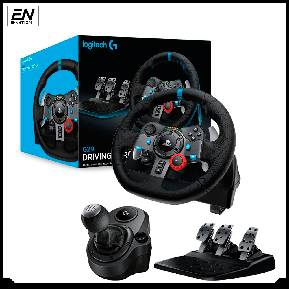 Logitech G29 / G923 Gaming Racing พวงมาลัย + เหยียบ + Drive Force Shifter (เข้ากันได้กับ PS4, PS5 & 