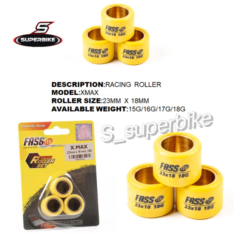 Fasstek Mix และ Match Roller สําหรับ Yamaha XMAX 3PCS FLYBALL ROLLER สําหรับ XMAX YAMAHA XMAX
