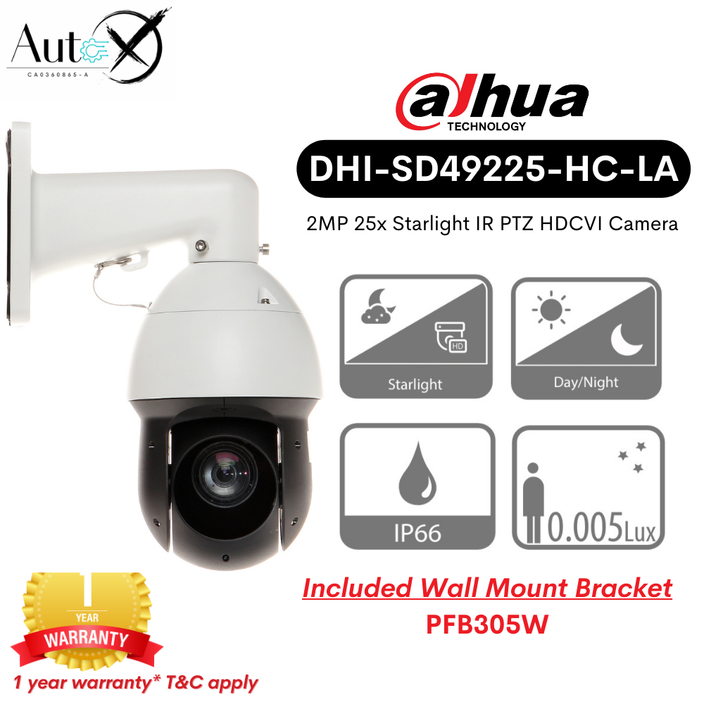 DAHUA HDCVI Series DHI-SD49225-HC-LA (2MP 25x Starlight IR PTZ HDCVI Camera)
