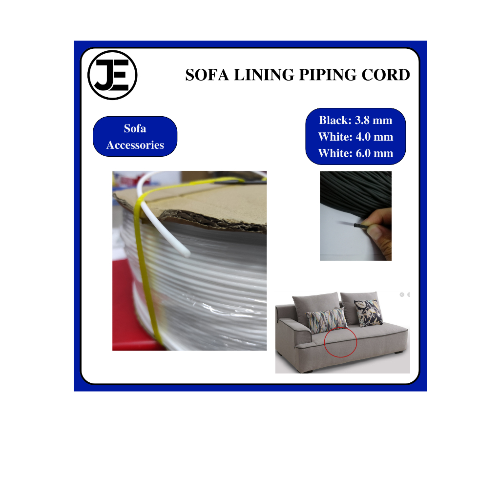 3.8MM / 4.0MM / 6.0MM X 1M PERORDER SOFA LINING PIPING CORD PERABOT GETAH TALI DIY UPHOLSTERY