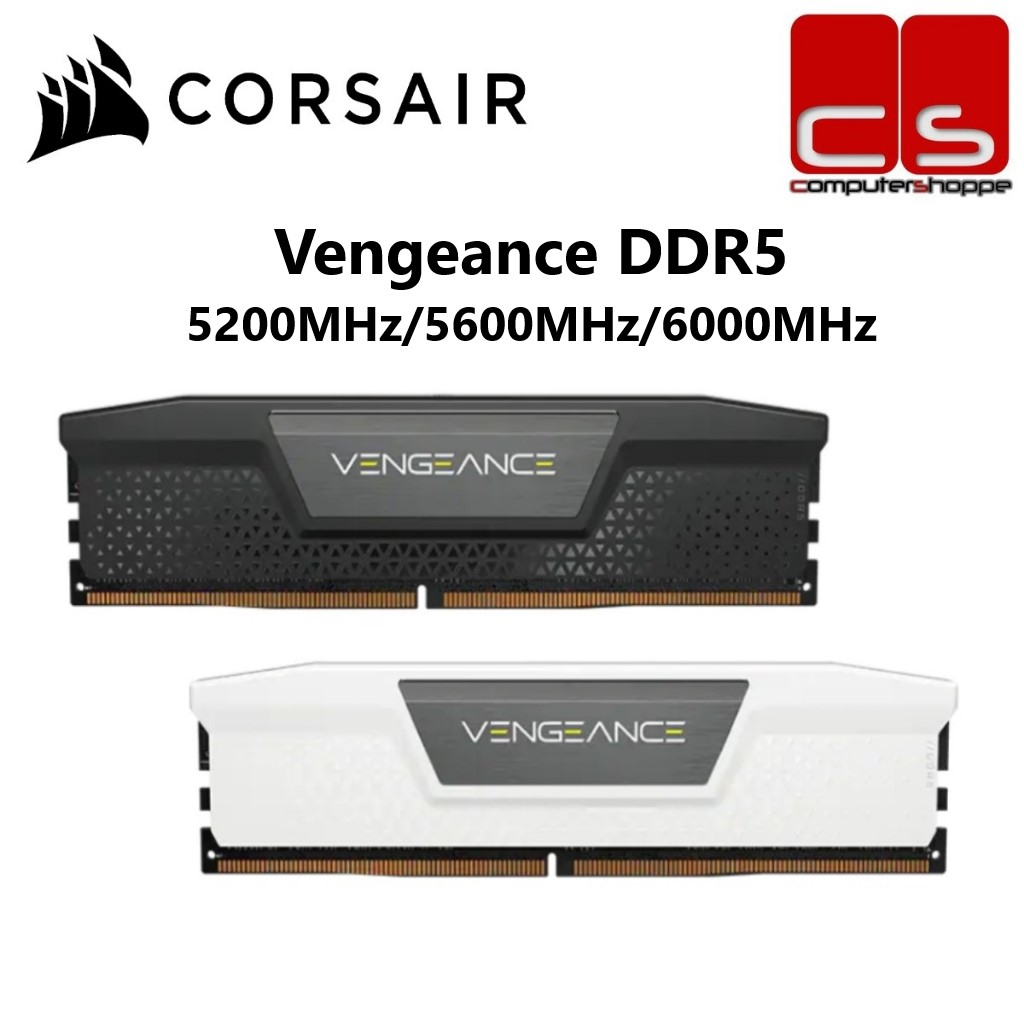 Corsair Vengeance DDR5 หน่วยความจําสําหรับเล่นเกมเดสก์ท็อป RAM - 5200MHz/5600MHz/6000MHz (สีดํา/ขาว)