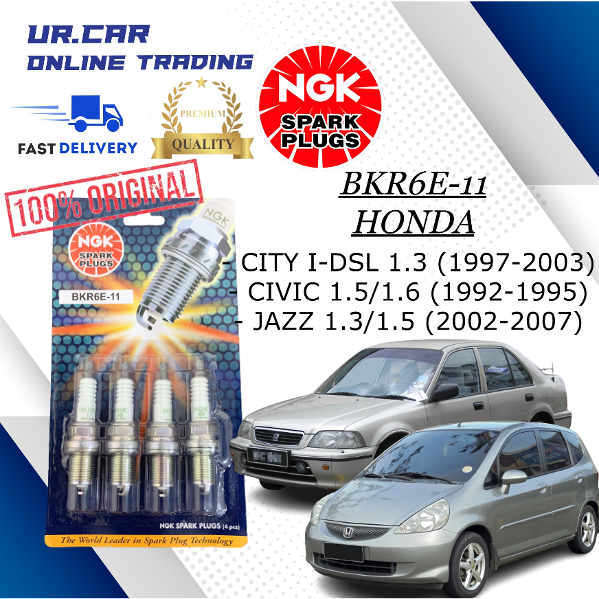 HONDA CITY I-DSL 1.3 (1997-2003) , CIVIC 1.5/1.6 (1992-1995) BKR6E-11 NGK SPARK PLUG (PRICE FOR 4 ชิ