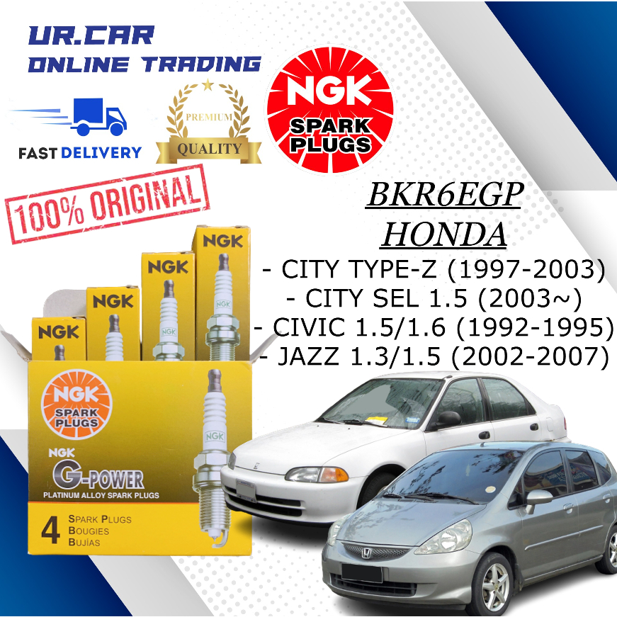 HONDA CITY TYPE-Z (1997-2003) , CITY SEL 1.5 (2003~) BKR6EGP NGK G-POWER SPARK PLUG (PRICE FOR 4 ชิ้