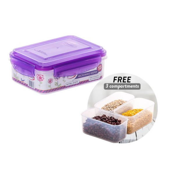 Elianware Ezy-Lock ช่อง BPA FREE Microwavable ภาชนะบรรจุอาหารสุญญากาศ 100% (สีสุ่ม)