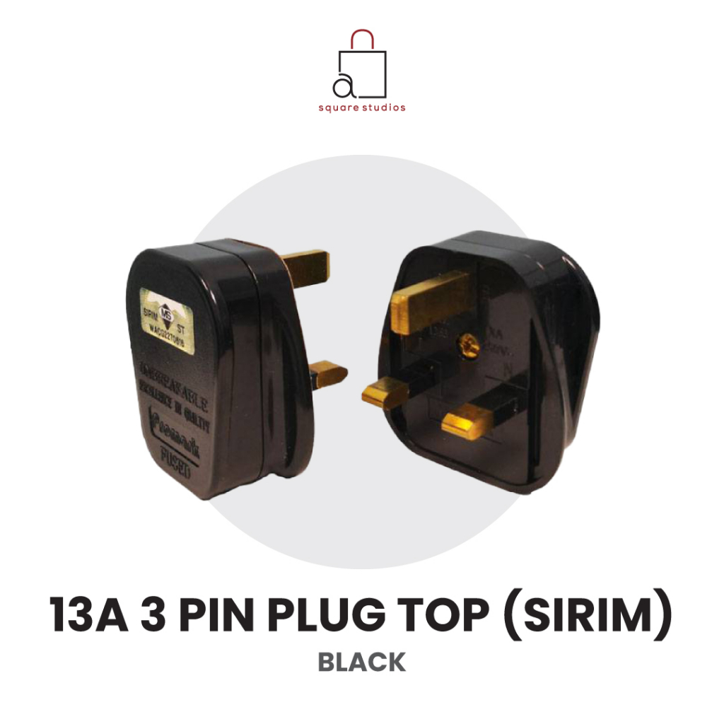 * * SIRIM 3 PIN PLUG TOP BLACK
