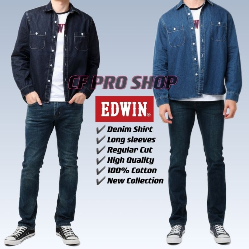ใหม่มาถึง Edwin MenS L/S Denim Western เสื้อ 7486 1881