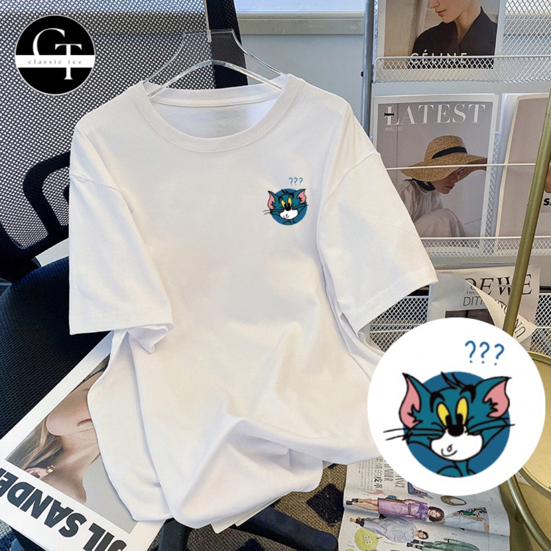 T0M & J3RRY เสื้อยืดผ้าฝ้าย 100% PRINTED GRAPHIC COUPLE/OVERSIZED/UNISEXevenT T T T T T T Tshirt 猫和F