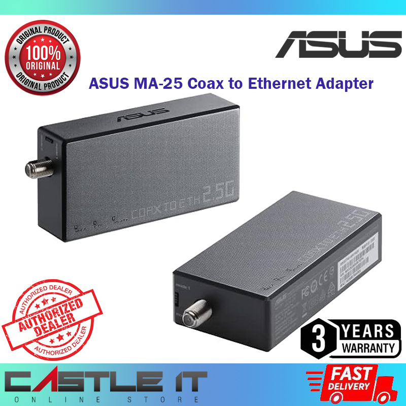 อะแดปเตอร์ ASUS MA-25 Coax to Ethernet MoCA 2.5Gbps อินเทอร์เน็ตตาข่าย backhaul สตรีมมิ่งทีวี