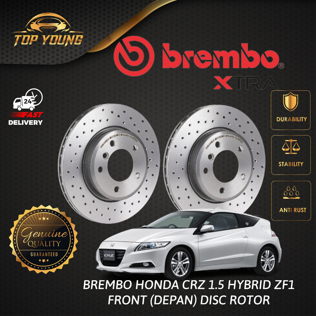 BREMBO XTRA HONDA CRZ 1.5 HYBRID ZF1 จานเบรคเจาะรู ด้านหน้า (โรเตอร์ดิสก์เบรค) ของแท้ 100% จากอิตาลี