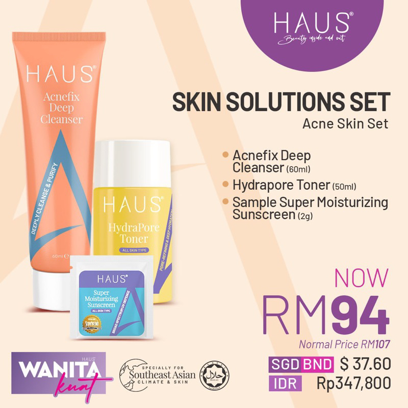 Set Jerawat HAUS Skin Solution Set Acne Skin set โดย Haus Skin Haus Cosmetics