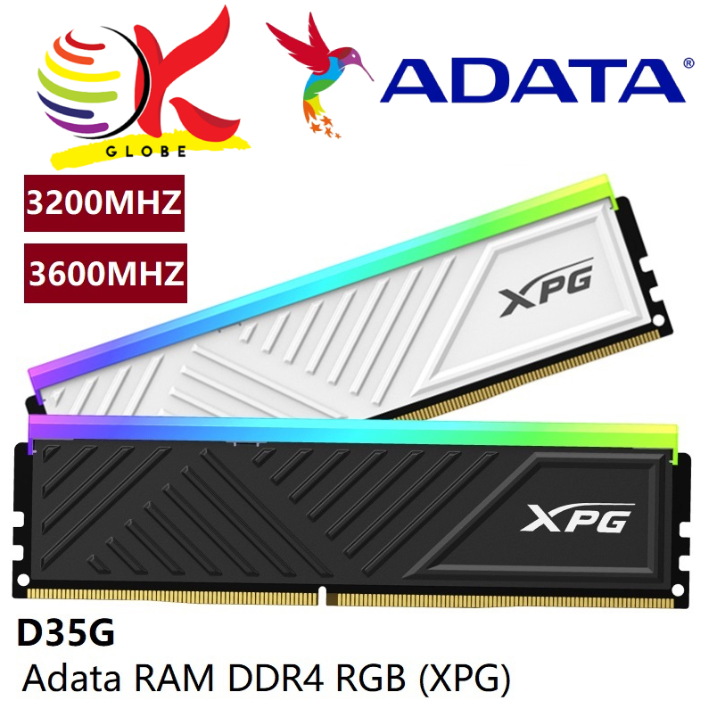 Adata SPECTRIX แรมเกมมิ่ง D35G DDR4 8GB 16GB 3200MHZ 3600MHZ RGB DESKTOP PC RAM - (สีดํา / สีขาว)