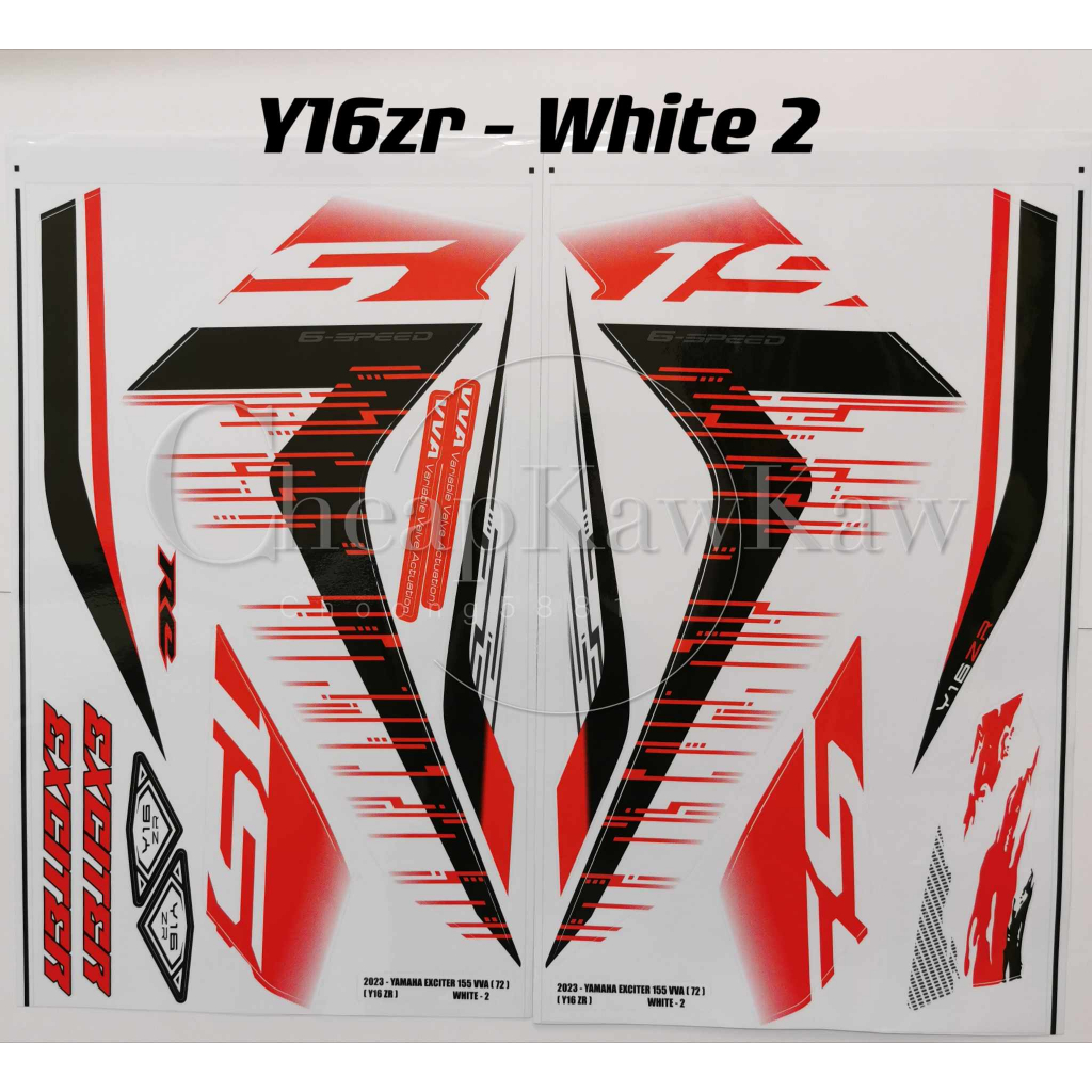 Y16 Y16ZR Exciter 155 VVA 2023 ( 72 ) ชุดสติกเกอร์ลายทาง - สีขาว