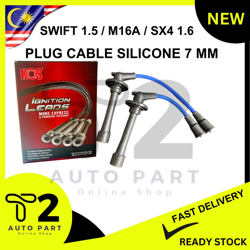 T2 PLUG CABLE SUZUKI SWIFT 1.5 M16A , SX4 1.6 7MM SILICONE 1SET