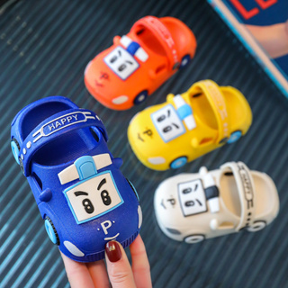 รองเท้าแตะลําลอง ลายการ์ตูน RoboCar Crocs น่ารัก สําหรับเด็กผู้ชาย ผู้หญิง 17-30 CAR02