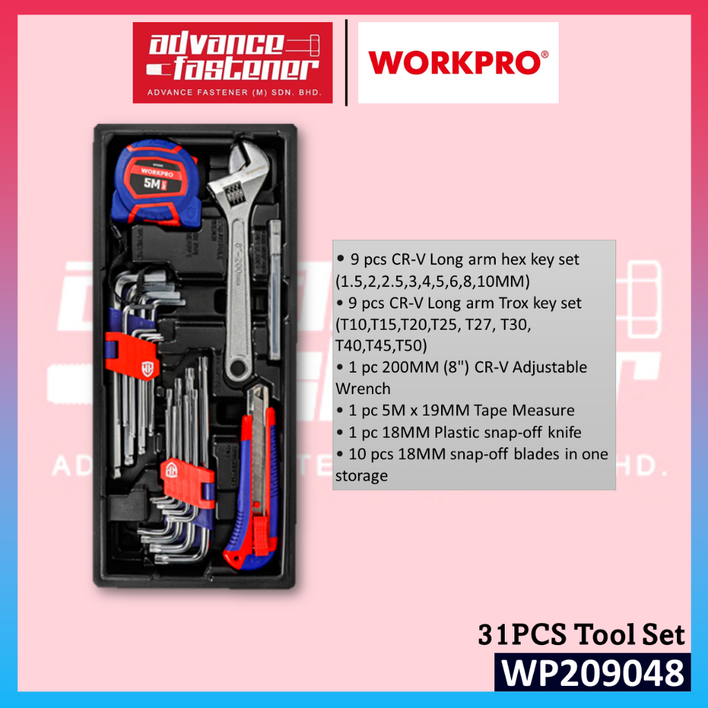 WORKPRO WP209048 ชุดเครื่องมือ 31 ชิ้น