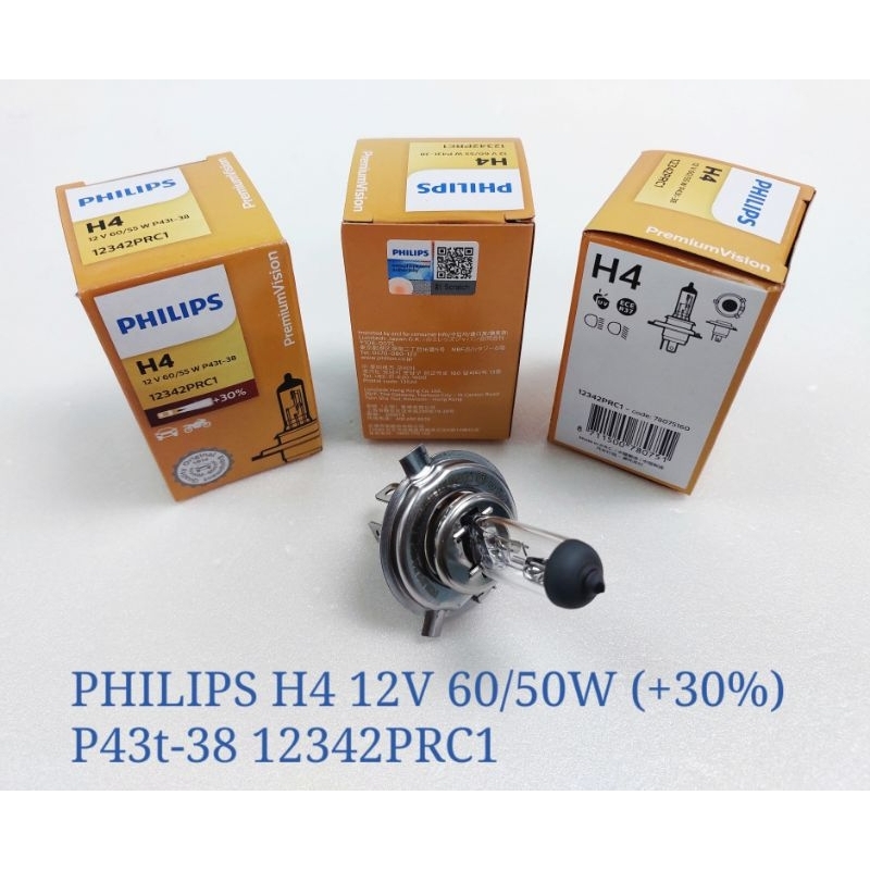 PHILIPS H4 12V 60/55W (+30%) P43t-38 PREMIUM VISION 12342PRC1 (1PC)