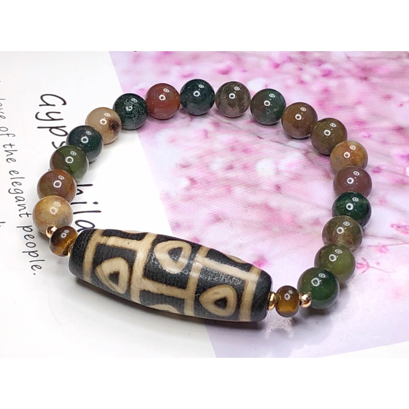 Gelang Tangan Dzi Tibetan Dzi Beads Nine Eyed Dzi Beads 藏传老矿九眼天珠 40.8x14.6mm