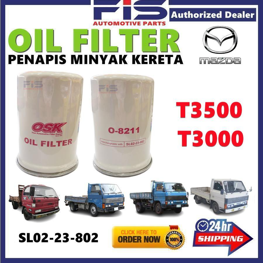 กรองน้ํามันเครื่อง FIS Mazda T3000 T3500 SL02-23-802 O-8211 Penapis Miyak Hitam Kereta