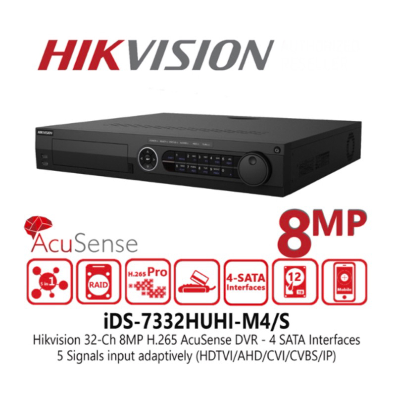 HIKVISION 32CH 8MP 1.5U H.265 DVR iDS-7332HUHI-M4/S