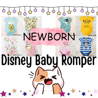 Newborn ชุดรอมเปอร์ แขนสั้น ลาย Disney mickey minnie pooh สําหรับเด็กทารก