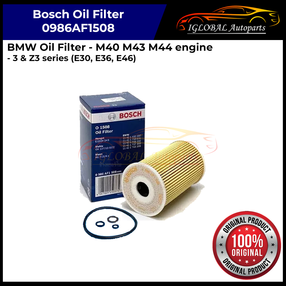 กรองน้ํามันเครื่อง Bosch O1508 สําหรับเครื่องยนต์ BMW 3 Z3 / E30 E36 E46 (M40 M43 M44 I4)