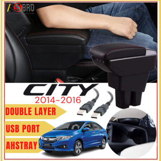 ที่เท้าแขน แบบสองชั้น ปรับได้ พร้อมพอร์ตชาร์จ USB 7 พอร์ต สําหรับรถยนต์ Honda City 2014-2016