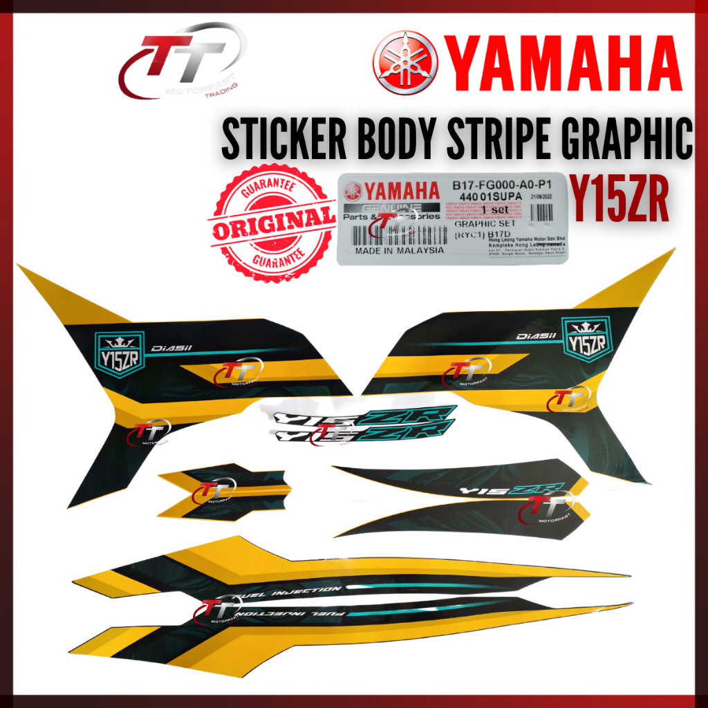 YAMAHA Y15ZR Y15 ZR สติ๊กเกอร์ STIKER BODY STRIPE GRAPHIC COMPLETE สีเหลืองสีดํา RYC1 B17-FG000-A0-P