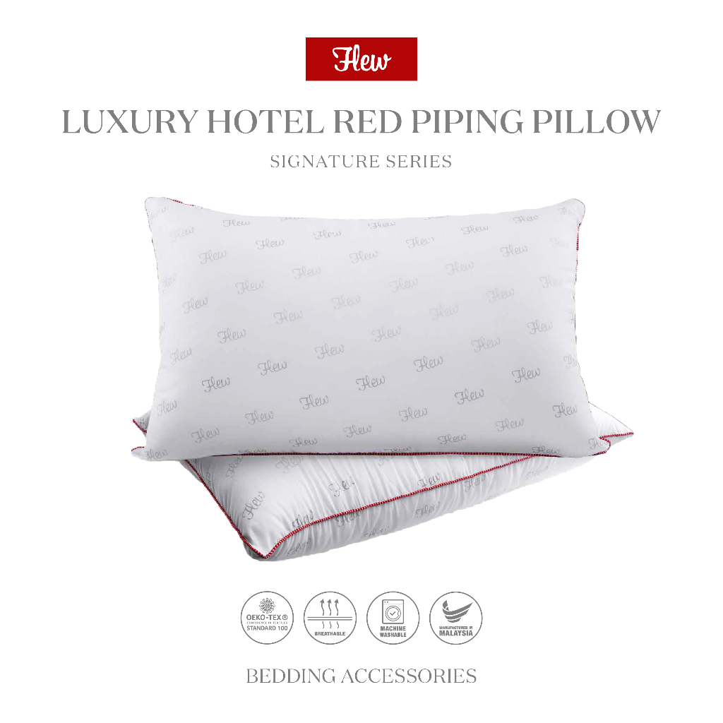 Flew Signature Series Luxury Hotel Red Piping Pillow (18 x 28 x 1200g)