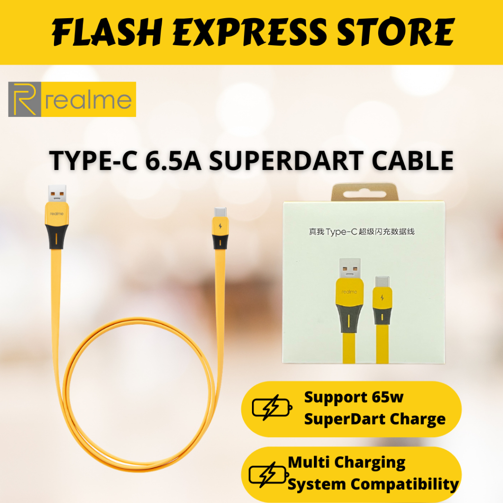 REALME USB TYPE-C DATA CABLE 6.5A SuperDart Cable 3A QuickCharger Cable 1m
