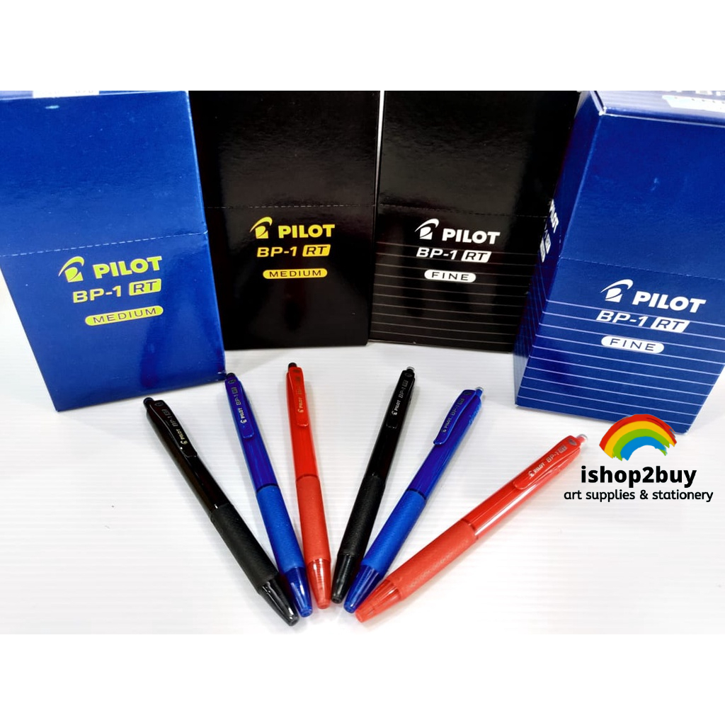 PILOT Pen BP-1RT Ball Pen สีดํา น้ําเงิน แดง Fine 0.7 มม. กลาง 1.0 มม. BP1 Ball Pen สําหรับเรียบ