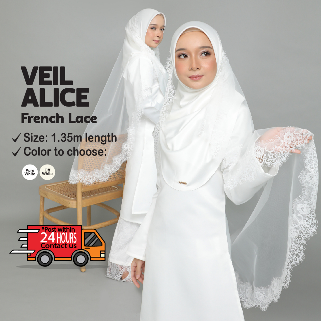 [ALICE VEIL] Nikah, Bride Veil, Veil Minimalist, Veil Putih OFF WHITE