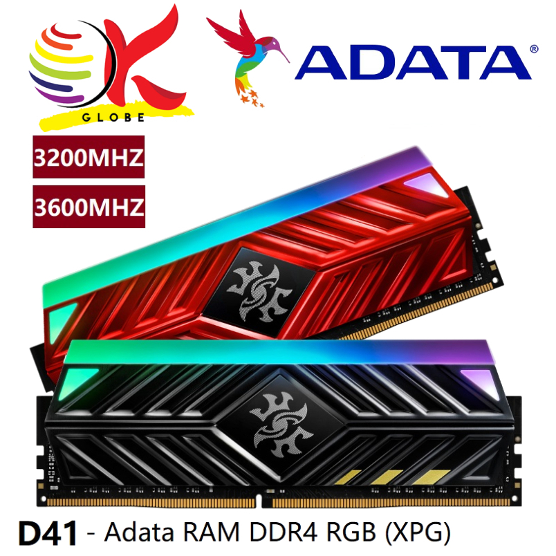 Adata XPG SPECTRIX D41 3200MHZ / 3600MHZ DDR4 RGB แรมเกมมิ่ง แรมพีซี หน่วยความจํา ( 8GB / 16GB / 32GB )