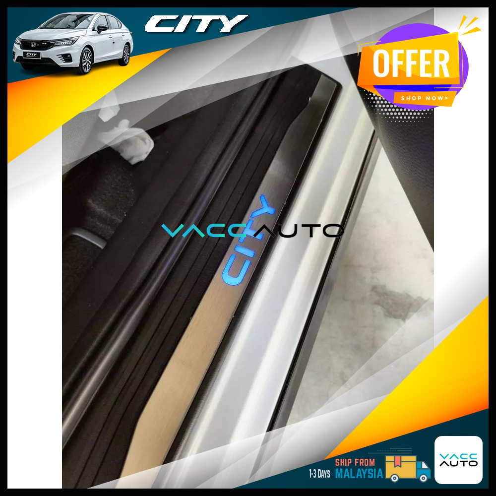 Honda City GN2 7th Gen LED OEM ประตู Step Scuff แผ่นประตูรถ Sill Strip Anti Scratch 2020 - 2026 GN M